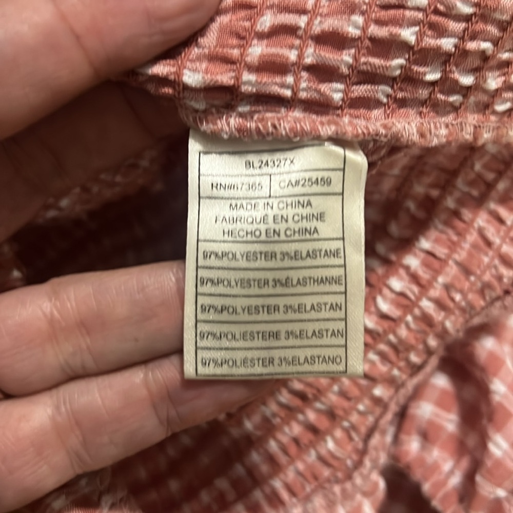 BB Dakota Pink Gingham Smocked Puff Sleeve Crop Top Size M Cottagecore coquette - Picture 9 of 10